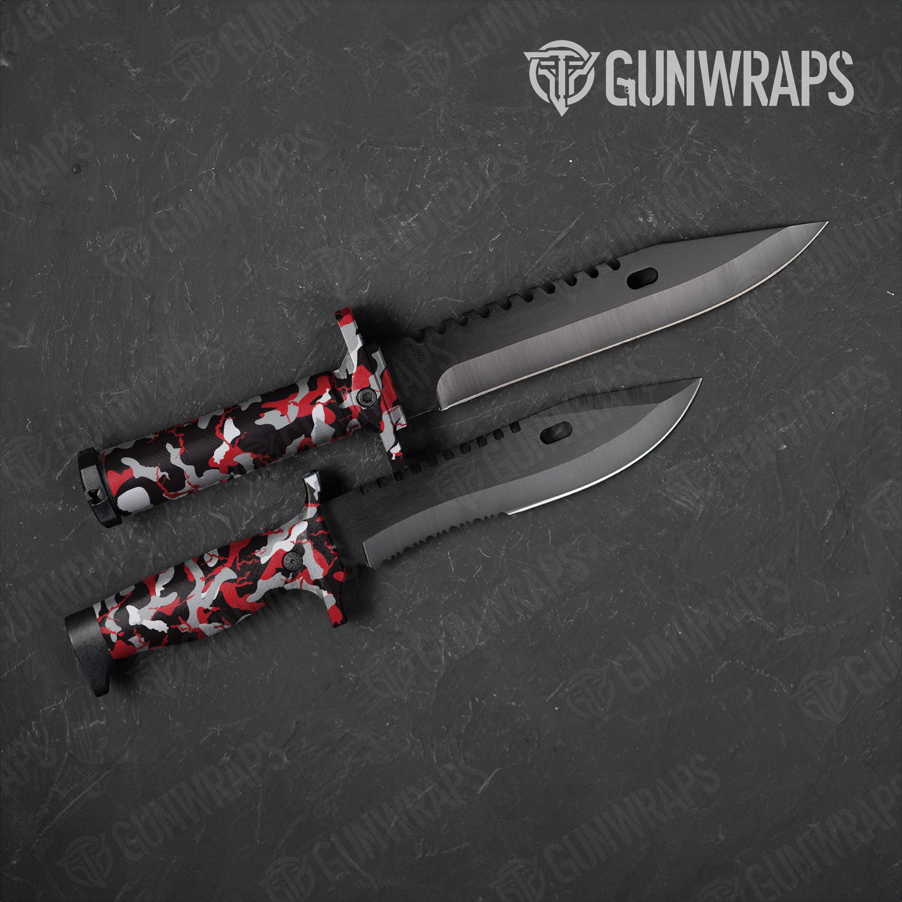 Ragged Red Tiger Camo Knife Gear Skin Vinyl Wrap