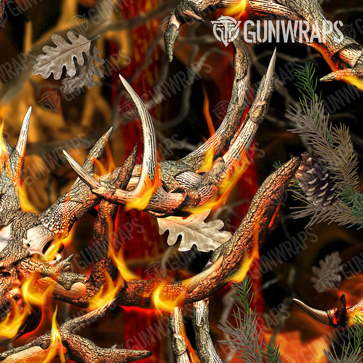 AR 15 Mag & Mag Well Nature Burning Buck Skull Camo Gun Skin Pattern