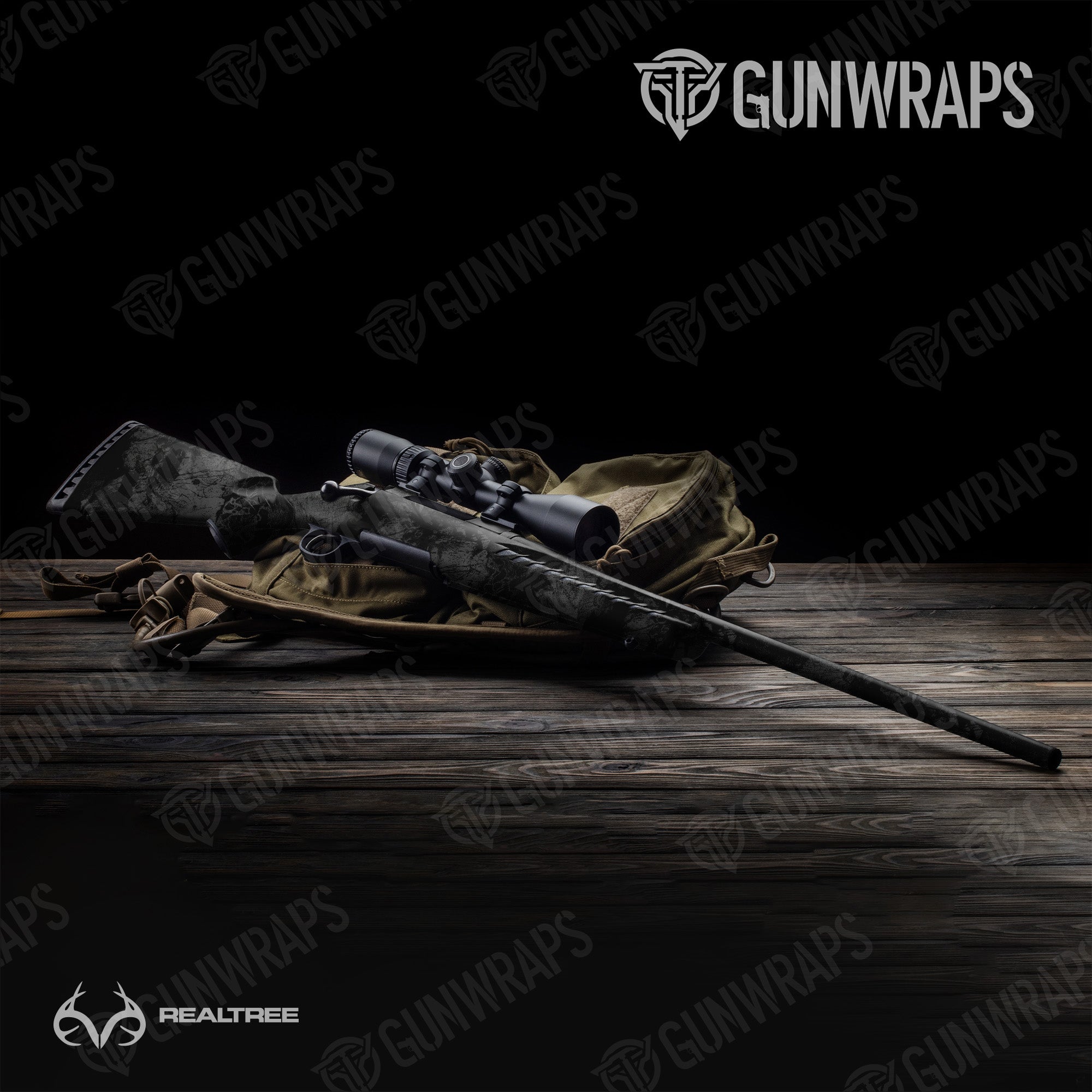 Rifle Realtree WAV3 Black Camo Gun Skin Vinyl Wrap