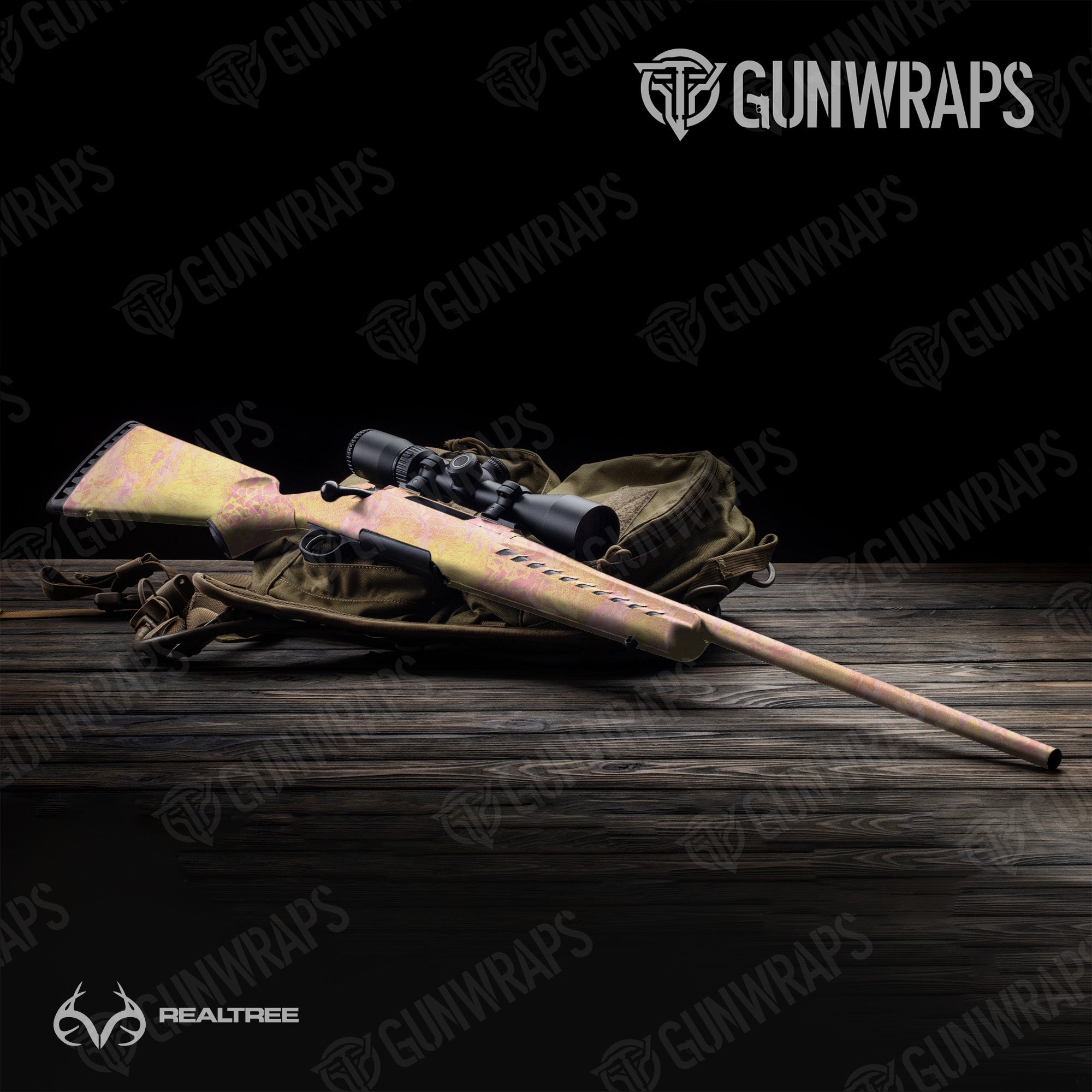 Rifle Realtree WAV3 Strawberry Lemonade Camo Gun Skin Vinyl Wrap