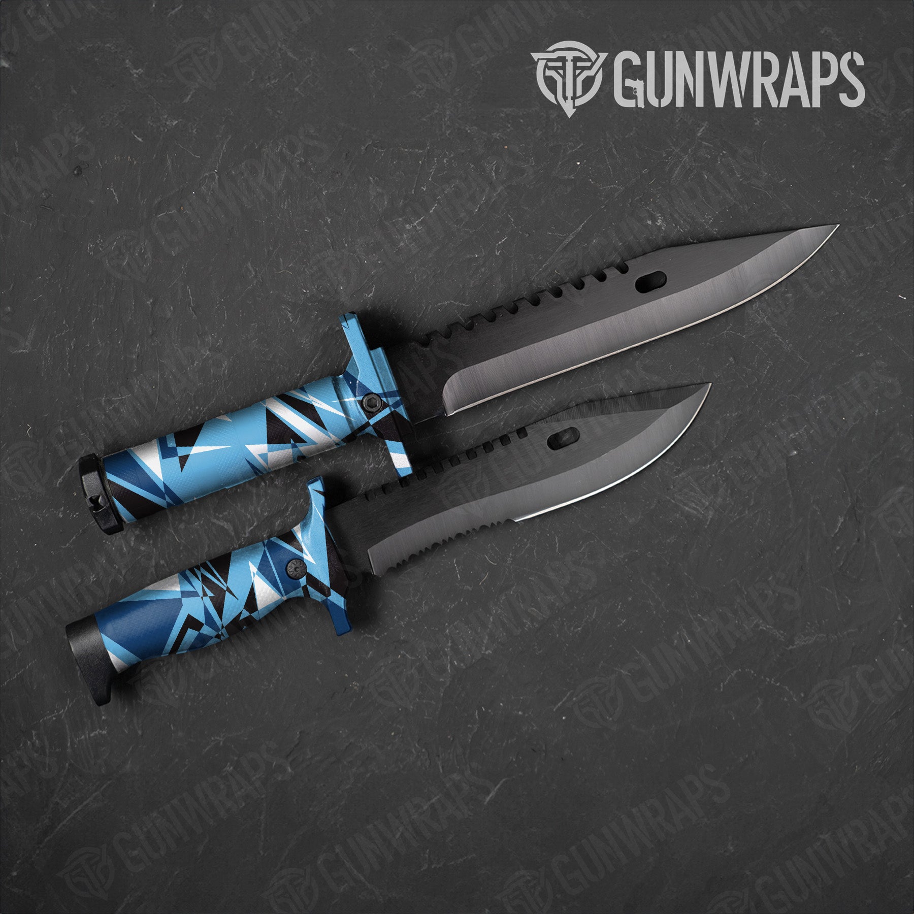 Sharp Baby Blue Camo Knife Gear Skin Vinyl Wrap