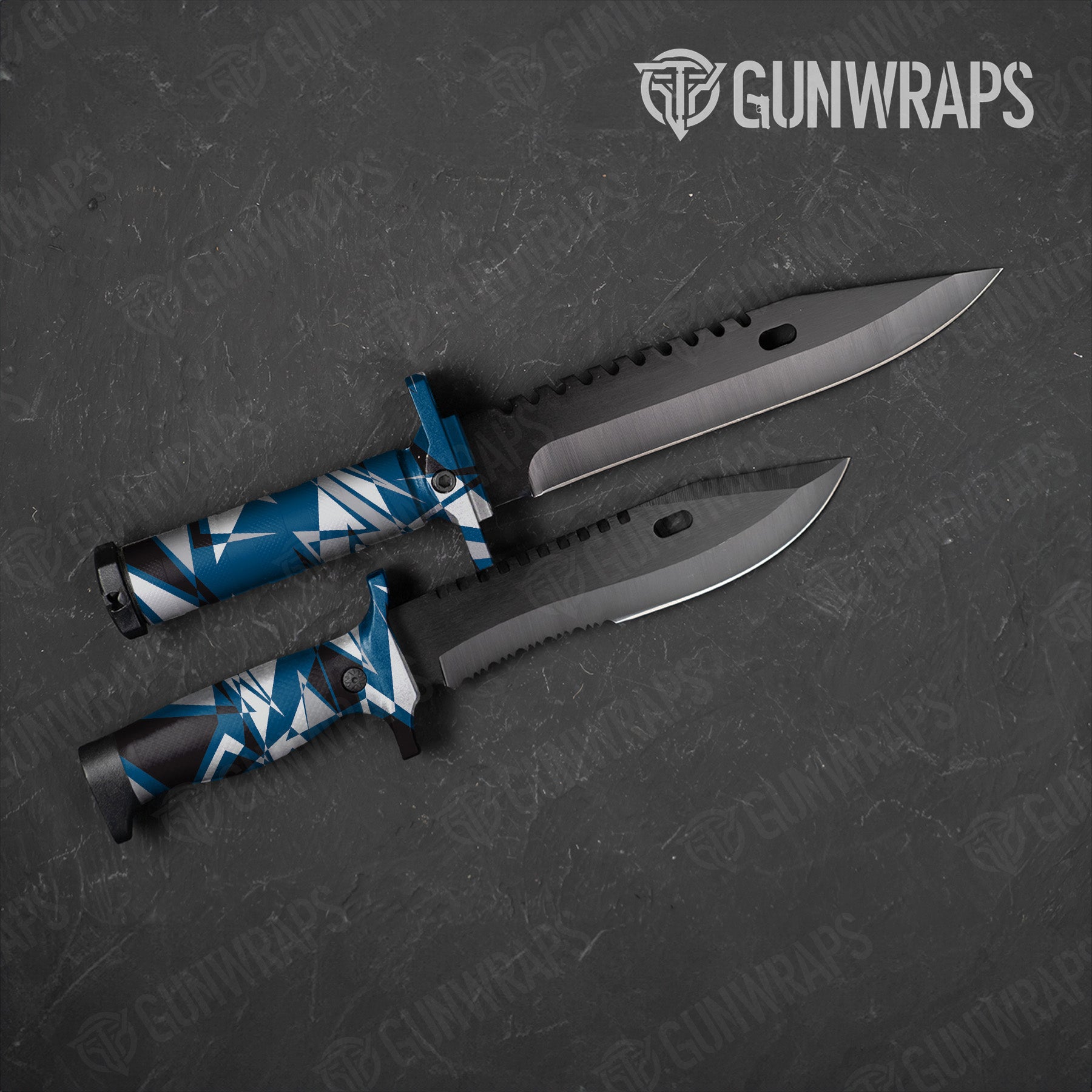 Sharp Blue Tiger Camo Knife Gear Skin Vinyl Wrap