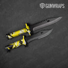 Sharp Yellow Tiger Camo Knife Gear Skin Vinyl Wrap