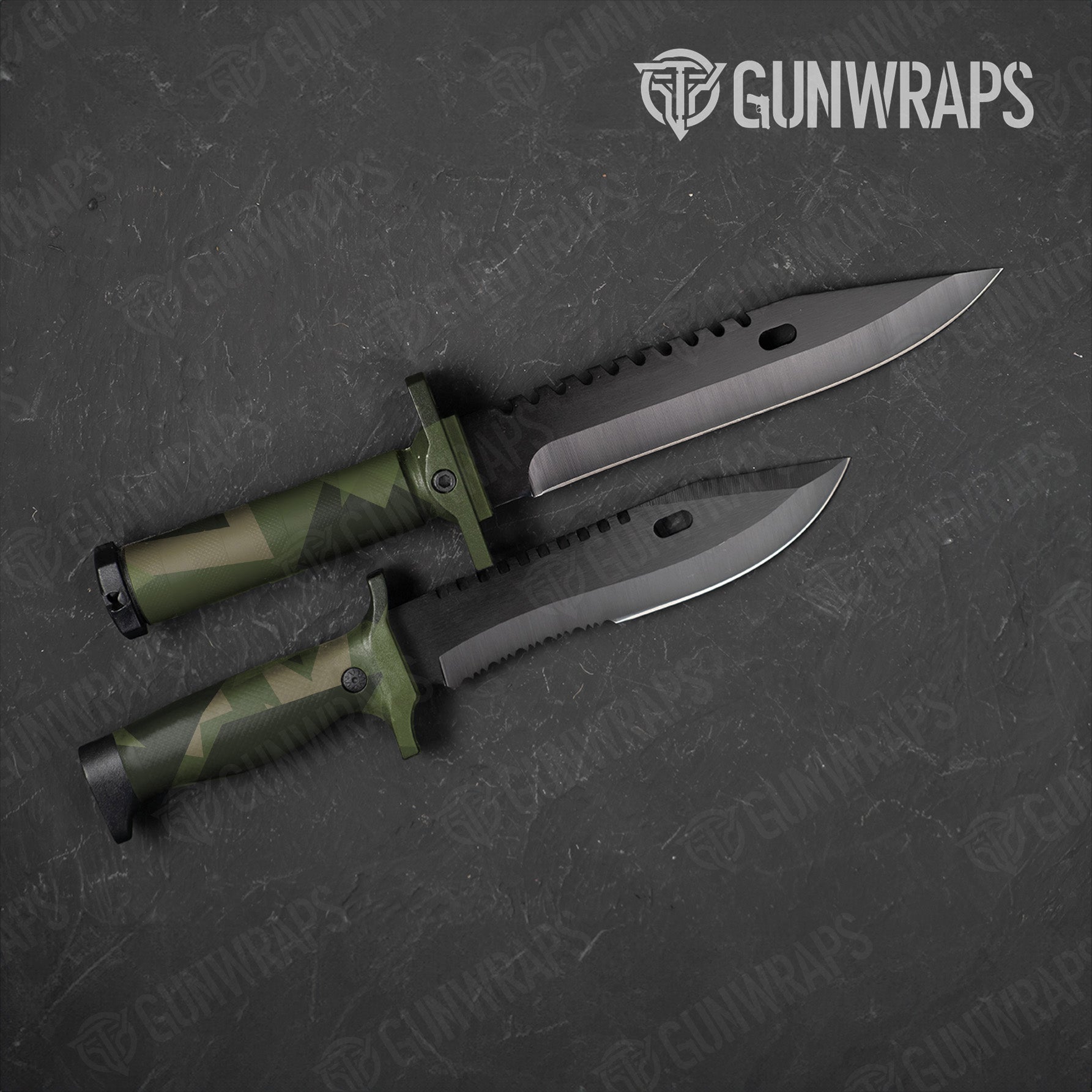 Shattered Army Green Camo Knife Gear Skin Vinyl Wrap