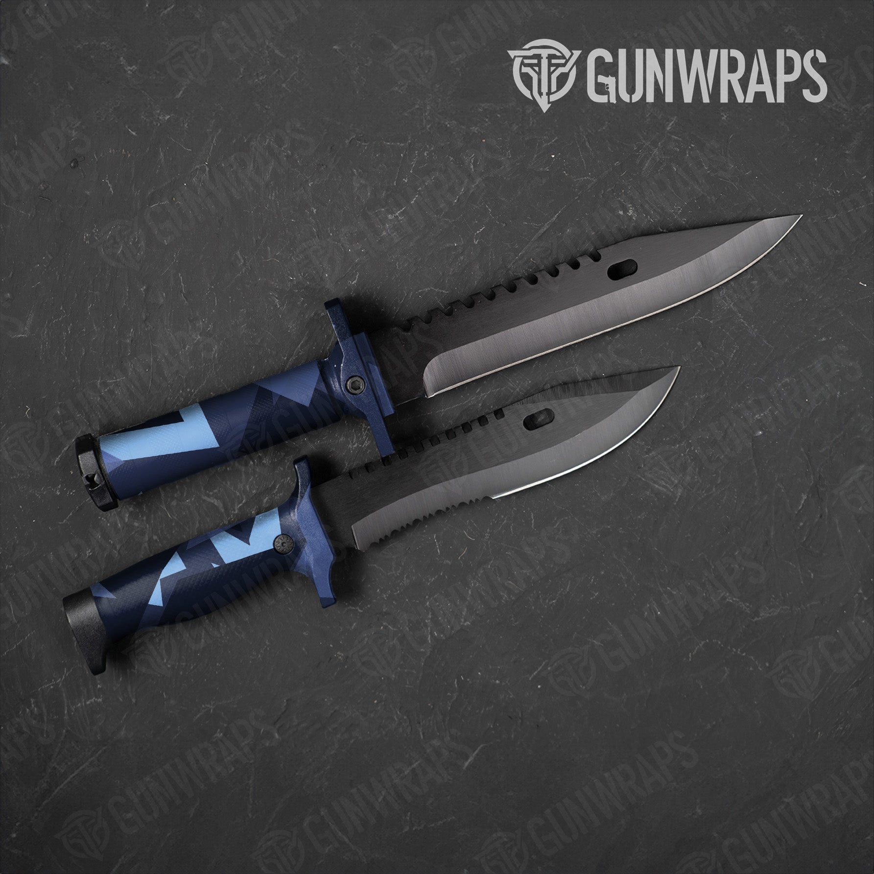 Shattered Blue Urban Night Camo Knife Gear Skin Vinyl Wrap