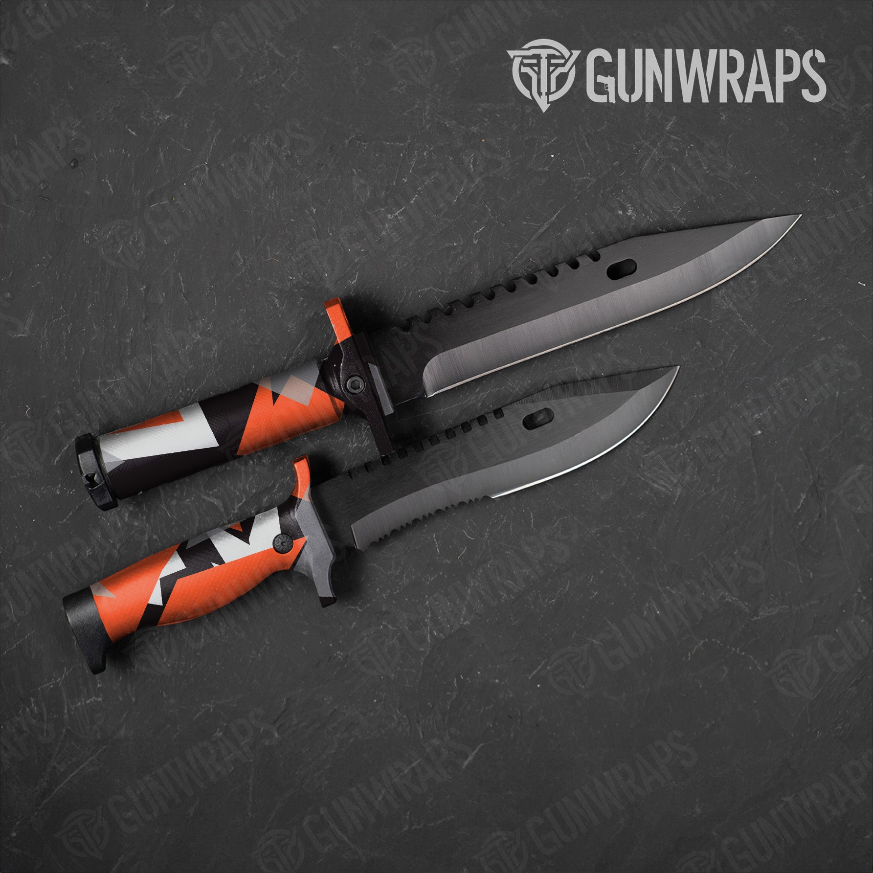 Shattered Orange Tiger Camo Knife Gear Skin Vinyl Wrap