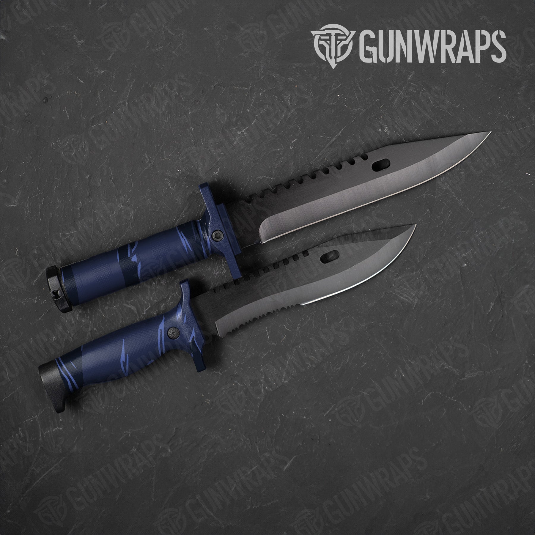 Shredded Blue Midnight Camo Knife Gear Skin Vinyl Wrap