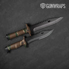 Shredded Woodland Camo Knife Gear Skin Vinyl Wrap