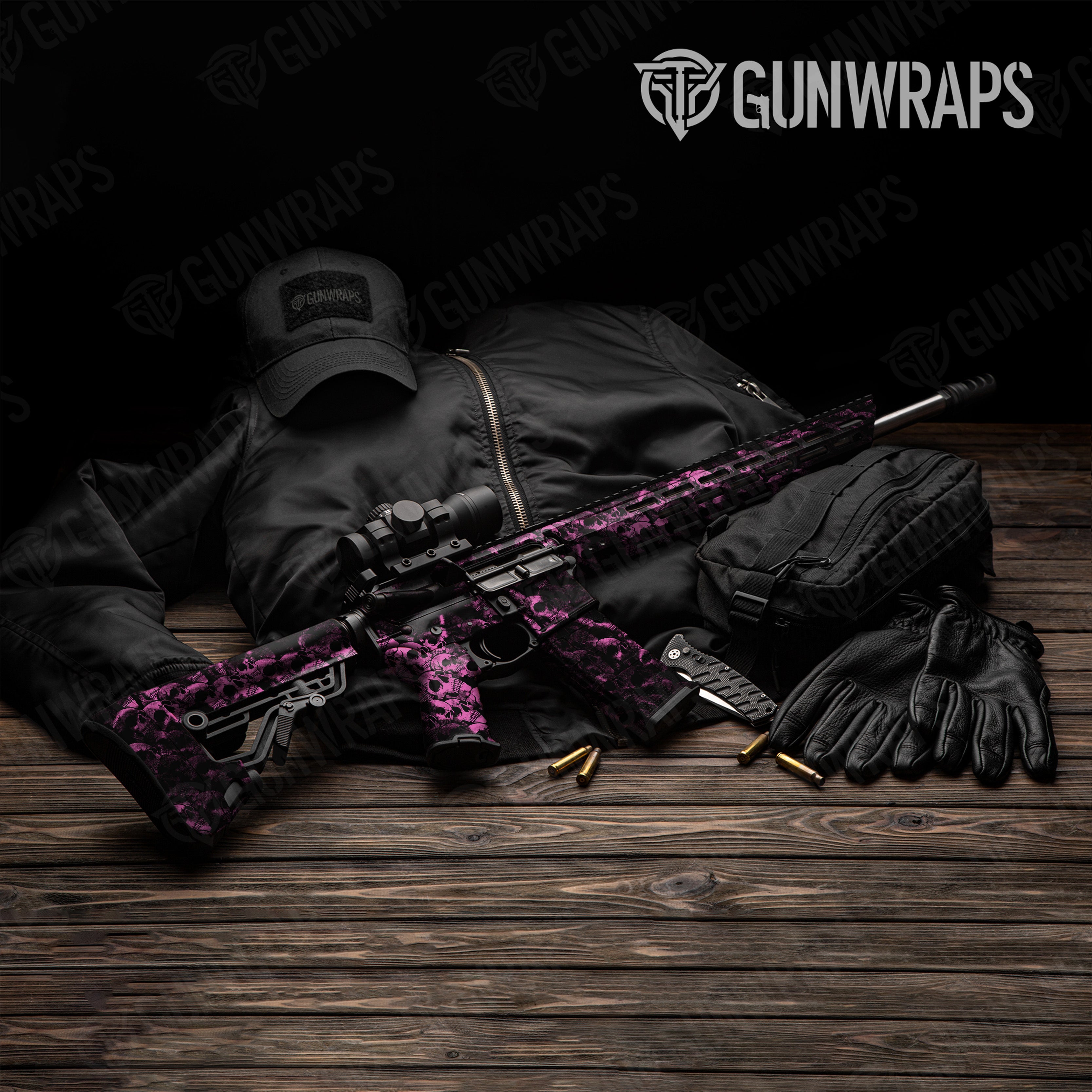 AR 15 Skull Pink Gun Skin Pattern