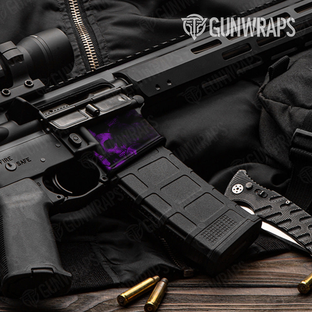 AR 15 Mag Well Skull Purple Gun Skin Pattern