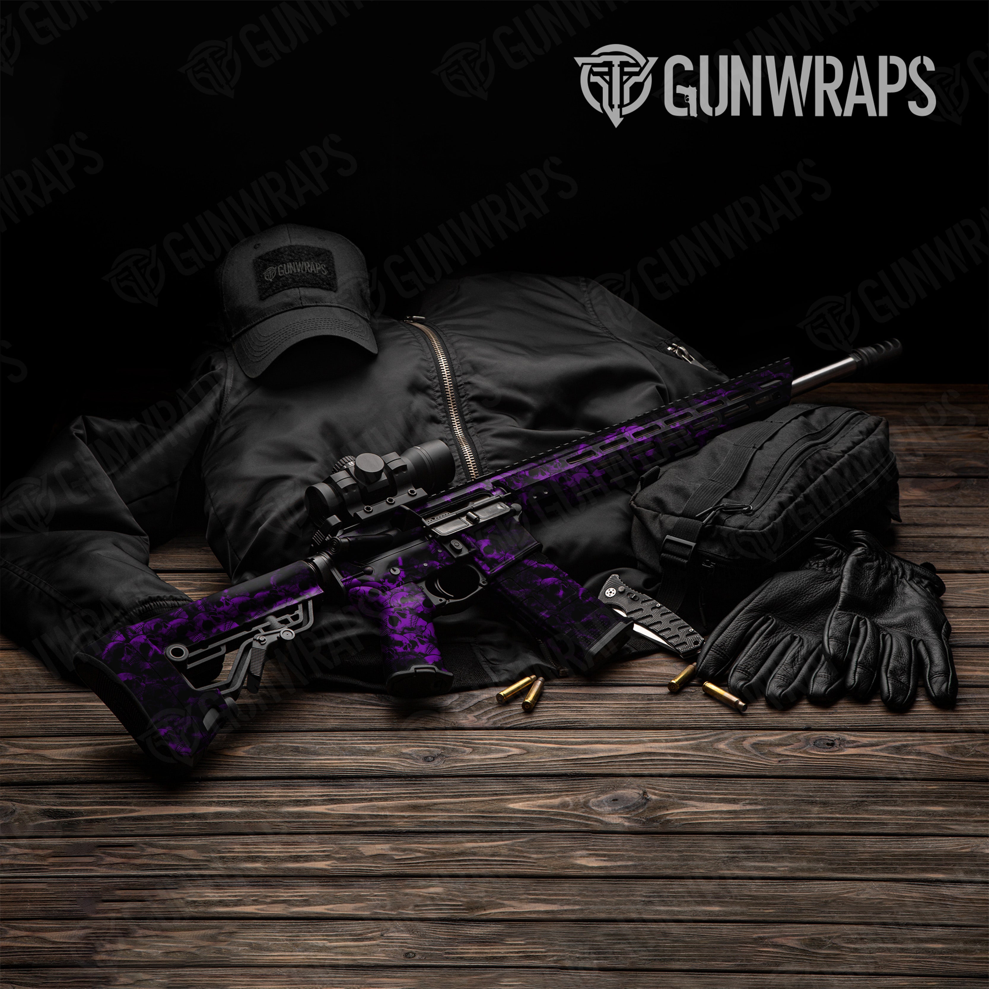 AR 15 Skull Purple Gun Skin Pattern