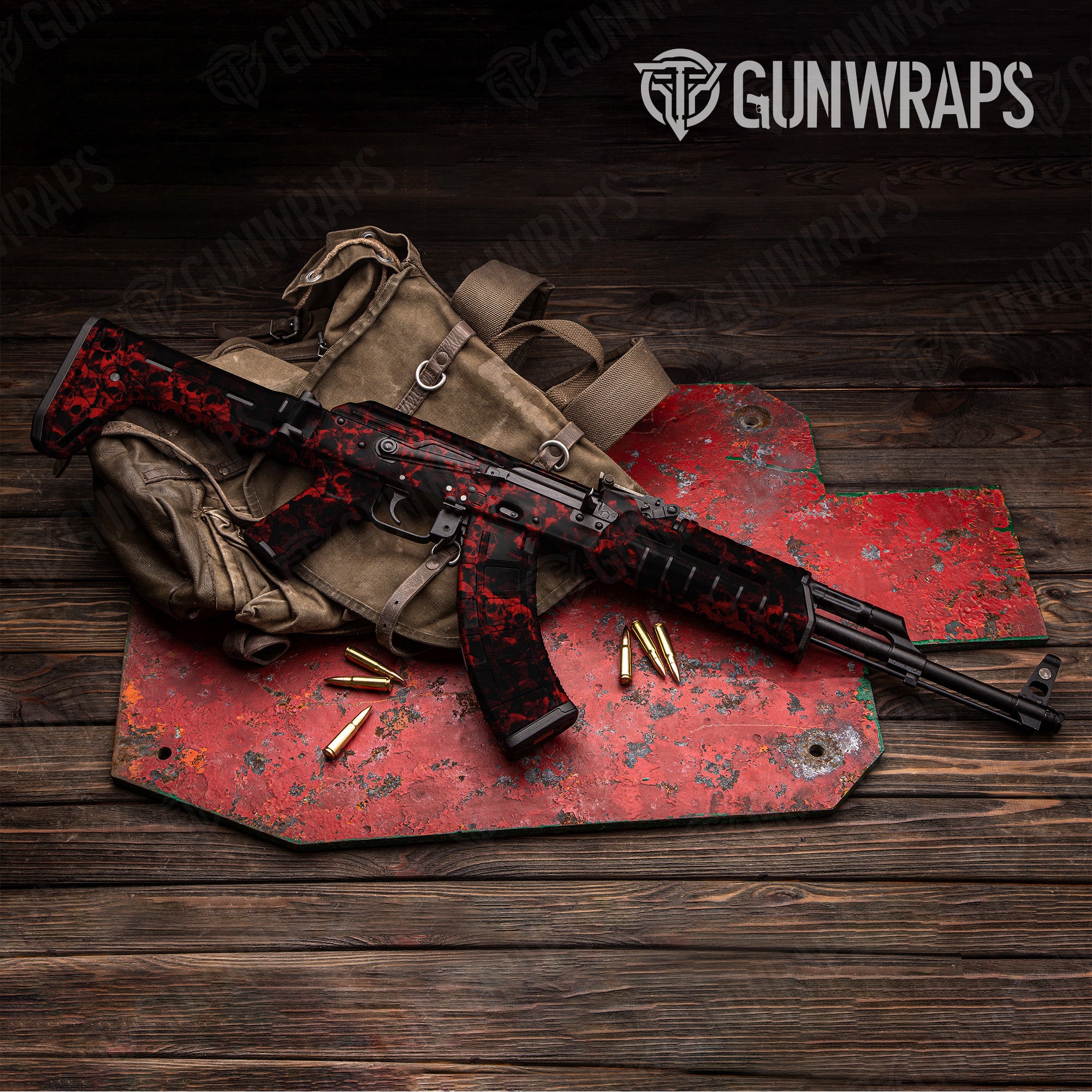 AK 47 Skull Red Gun Skin Pattern