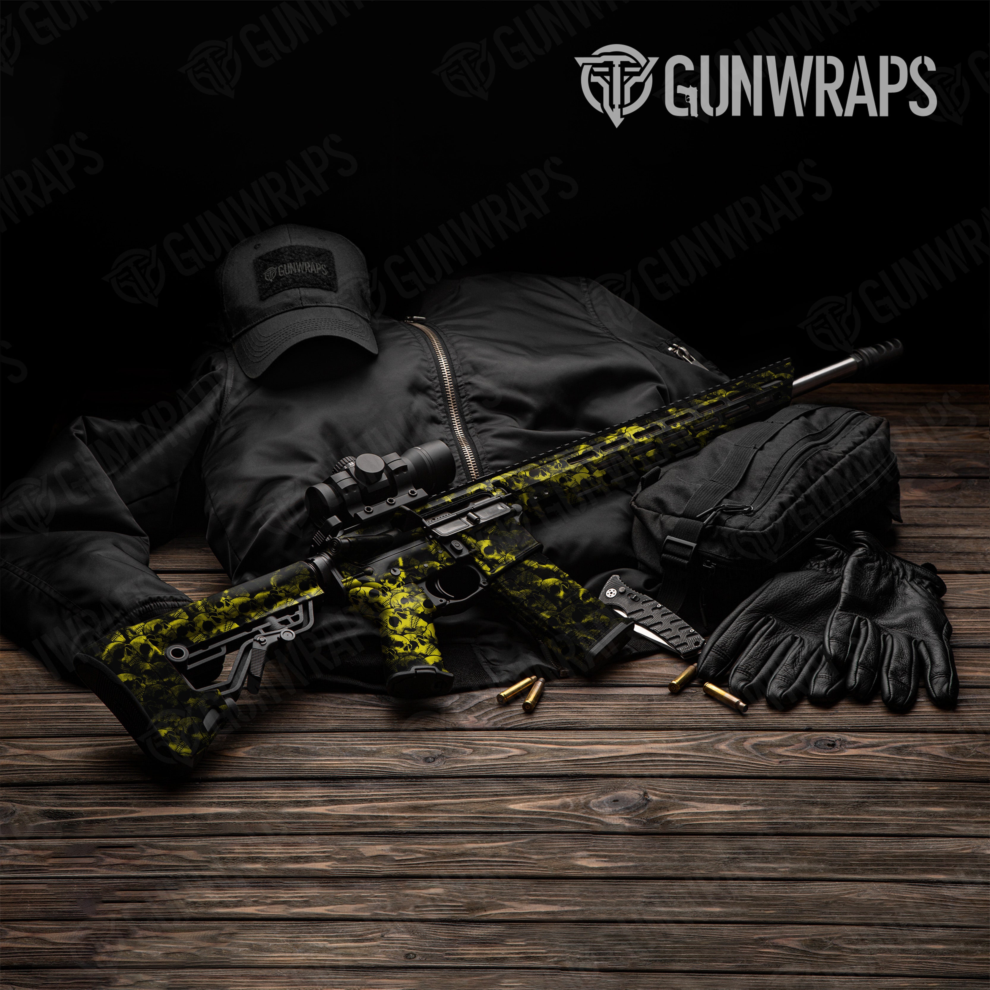 AR 15 Skull Yellow Gun Skin Pattern