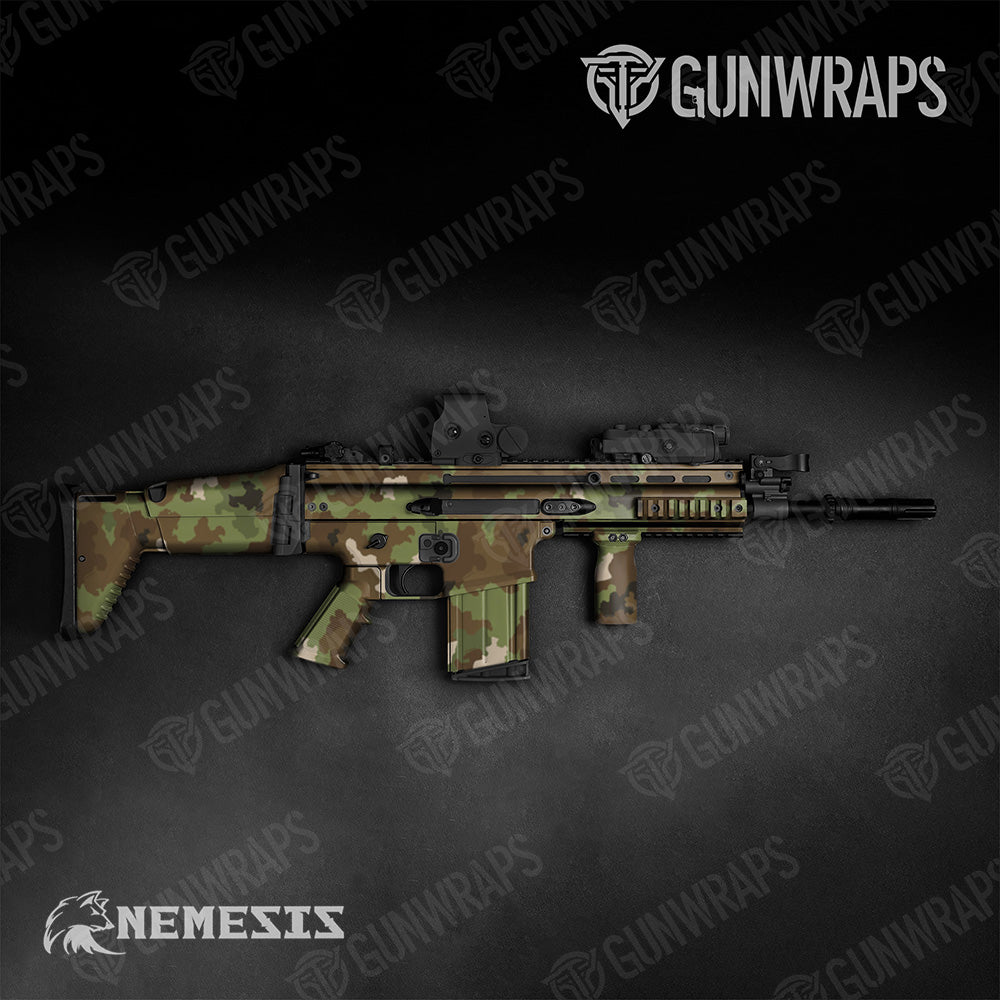 Tactical Large Nemesis Woodlands Wolf Gun Skin Vinyl Wrap