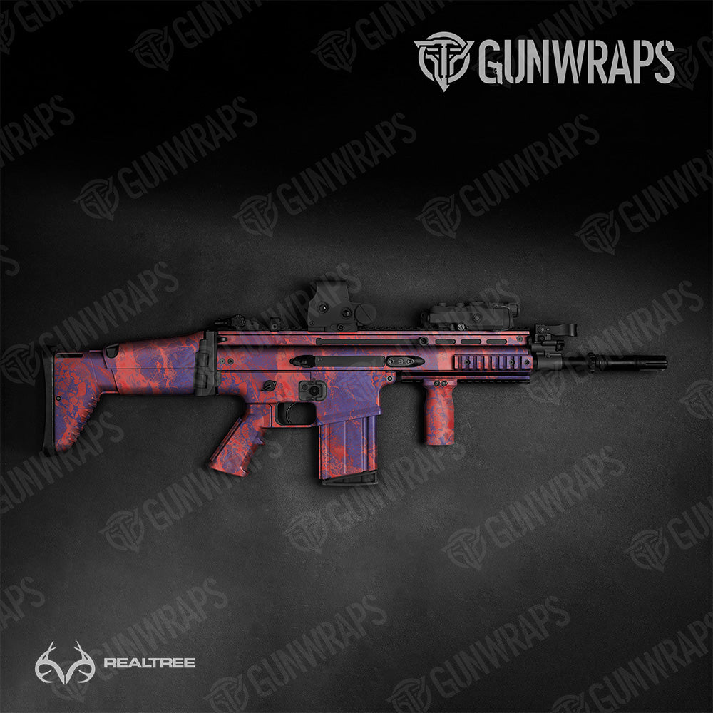 Tactical Realtree WAV3 Red Blue Camo Gun Skin Vinyl Wrap