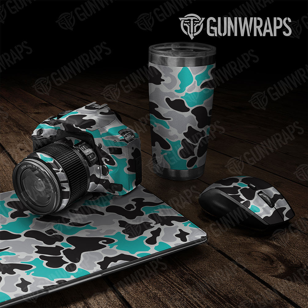 Old School Duck Tiffany Blue Tiger  Gun Skin Vinyl Wrap