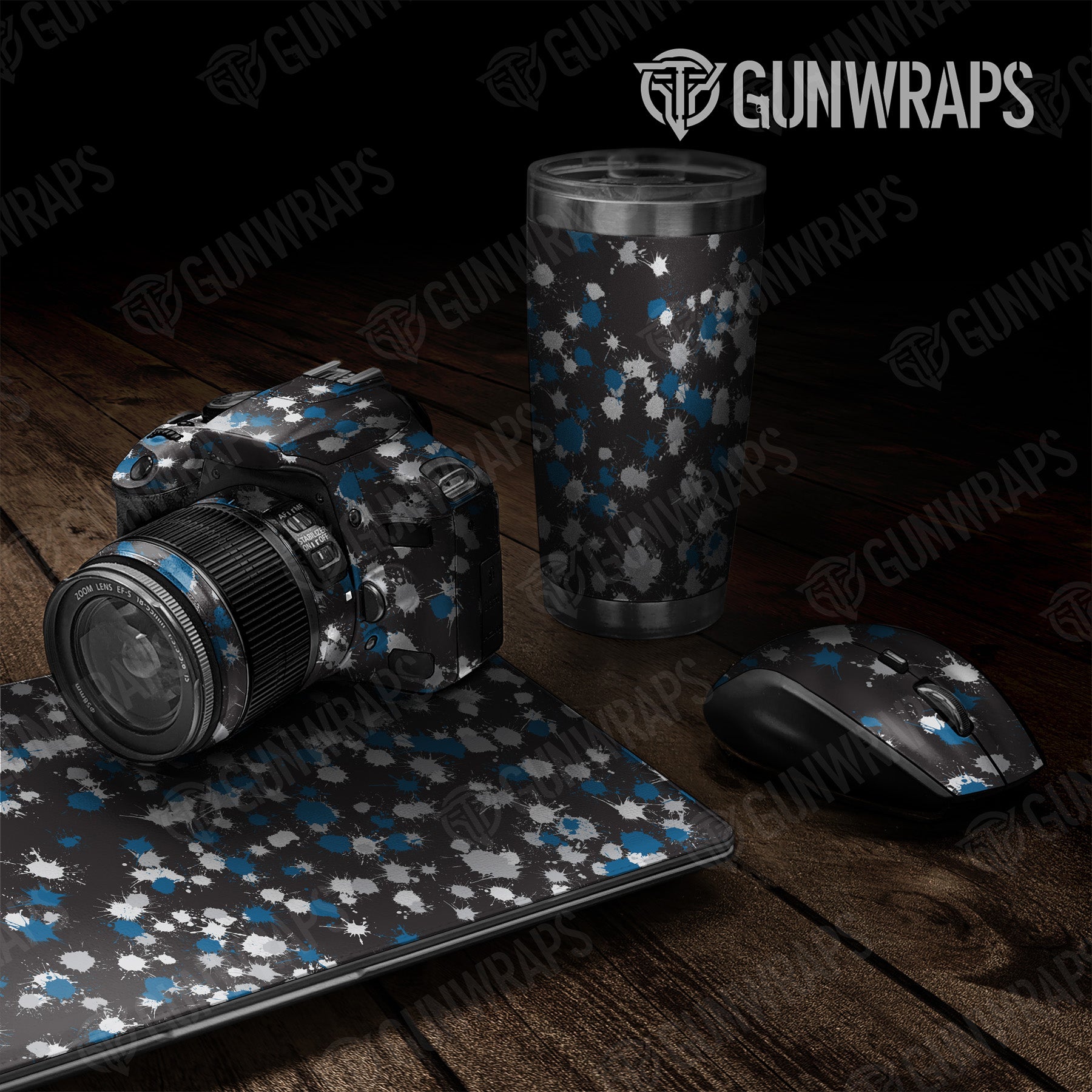 Universal Sheet Paintball Blue Tiger Gun Skin Vinyl Wrap