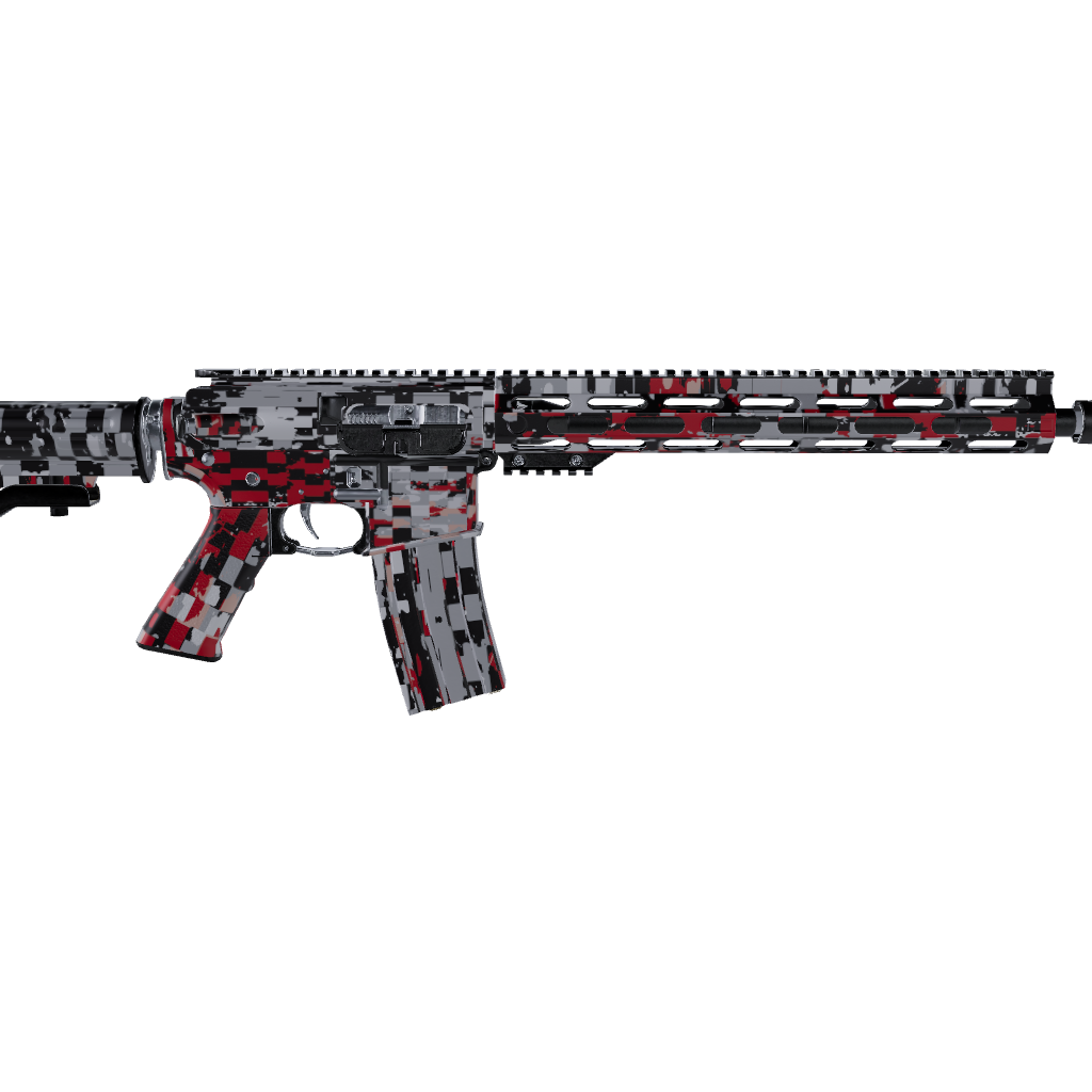 AR 15 Broken Plaid Red Camo Gun Skin