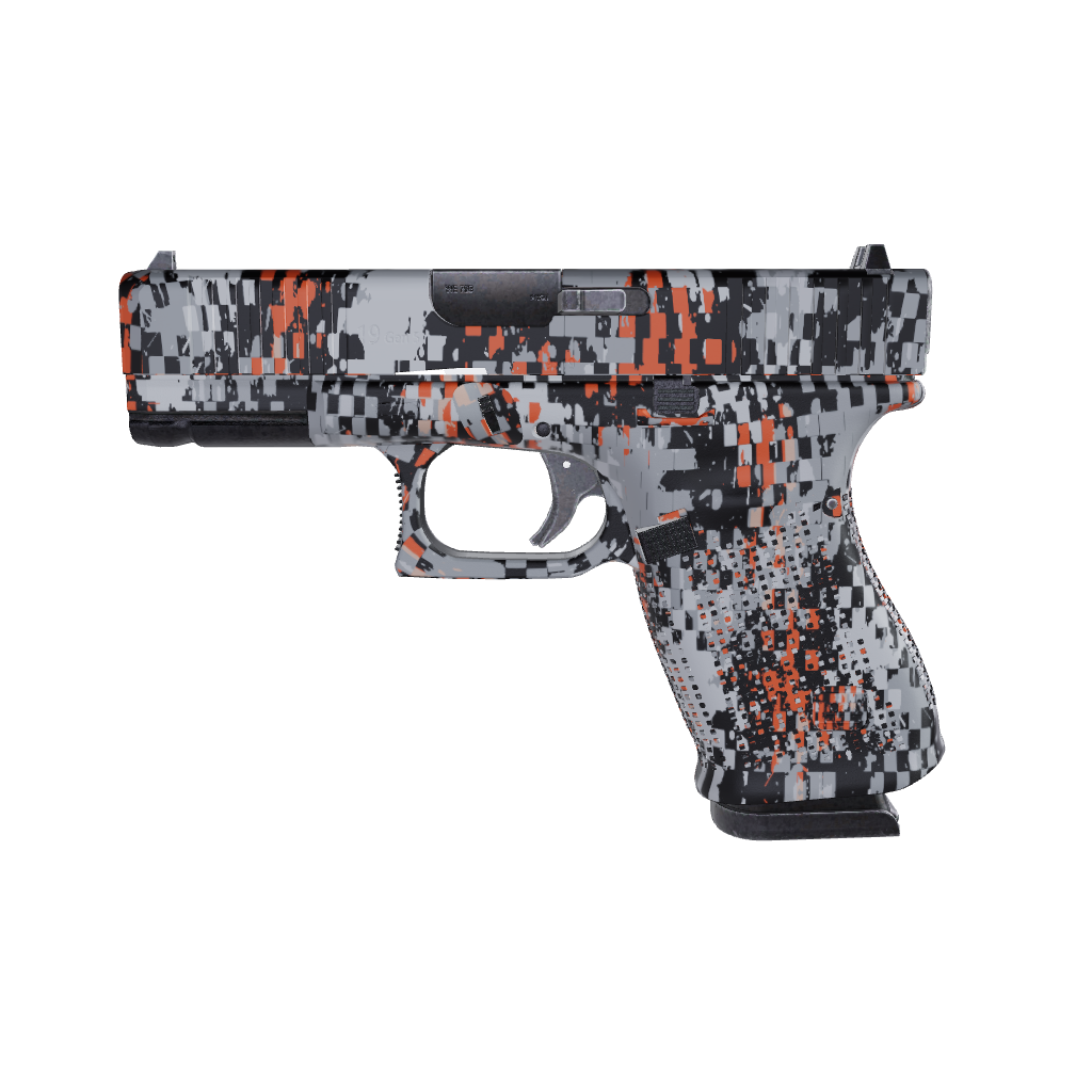 Pistol & Revolver Broken Plaid Orange Camo Gun Skin