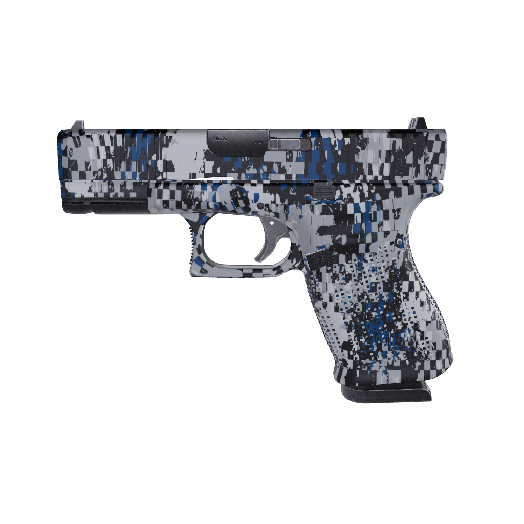 Pistol & Revolver Broken Plaid Blue Camo Gun Skin 