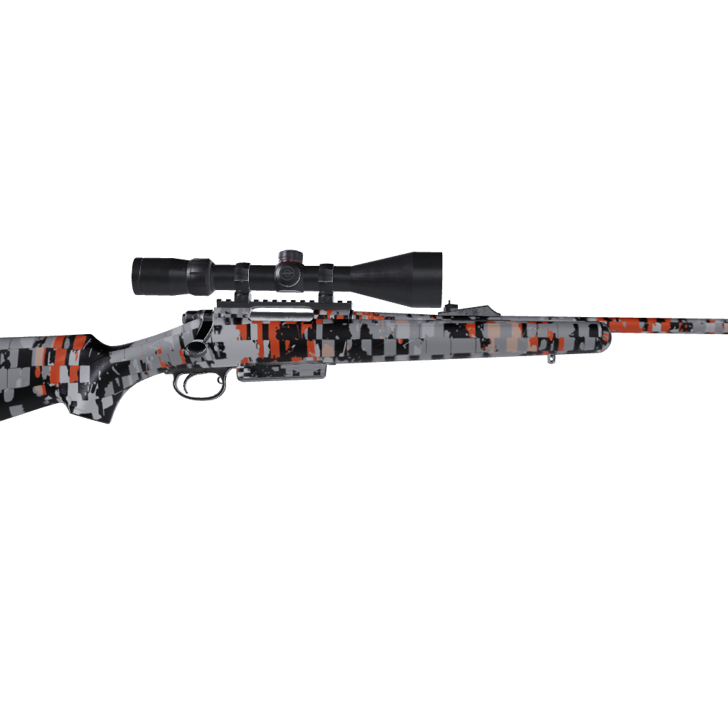 Rifle Broken Plaid Orange Camo Gun Skin Vinyl Wrap