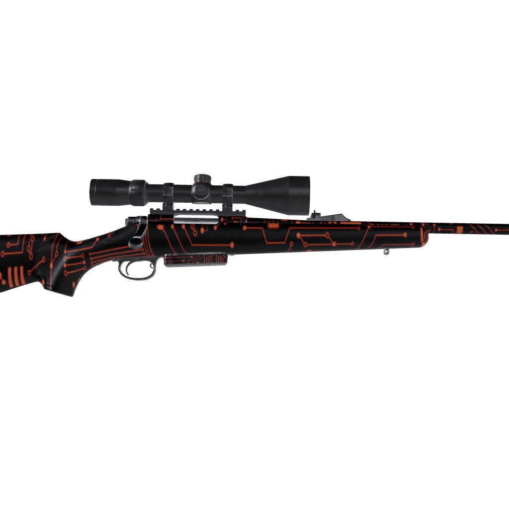 Rifle Circuit Board Orange Gun Skin Vinyl Wrap