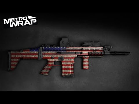 Tactical Patriotic Gray Scale Flag Gun Skin Vinyl Wrap