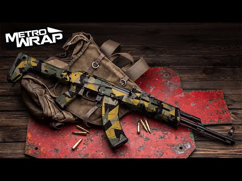 AK 47 Shattered Elite Orange Camo Gun Skin Vinyl Wrap