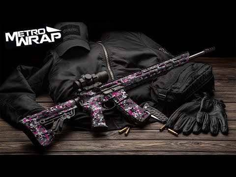 AR 15 Digital Urban Magenta Camo Gun Skin Vinyl Wrap