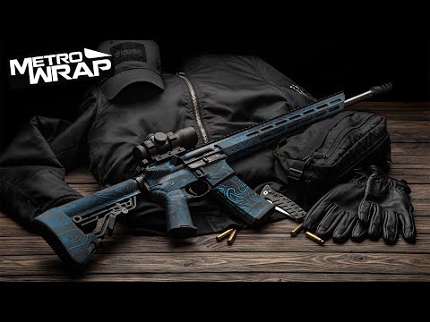 AR 15 Damascus Blue Gun Skin Vinyl Wrap