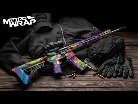 AR 15 Paint Splatter Magenta Gun Skin Vinyl Wrap