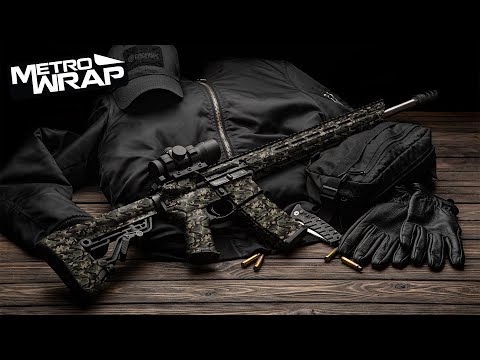 AR 15 Classic Army Dark Green Camo Gun Skin Vinyl Wrap