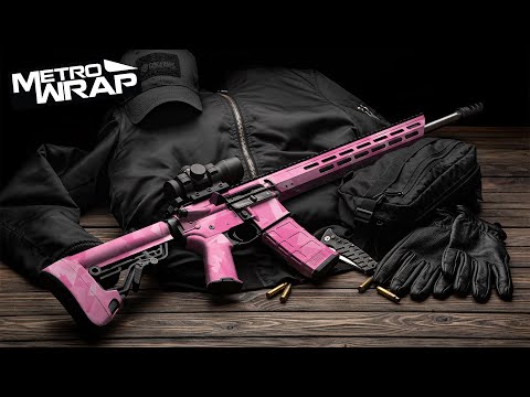 AR 15 Shattered Elite Magenta Camo Gun Skin Vinyl Wrap