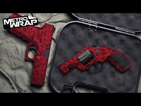 Pistol & Revolver Bandana Red & White Gun Skin Vinyl Wrap