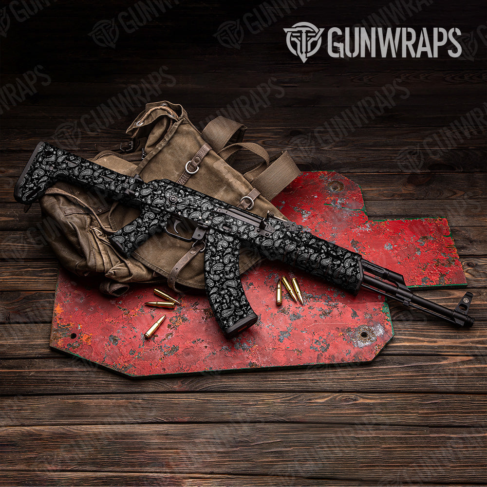 Bandana Black White AK 47 Gun Skin Vinyl Wrap