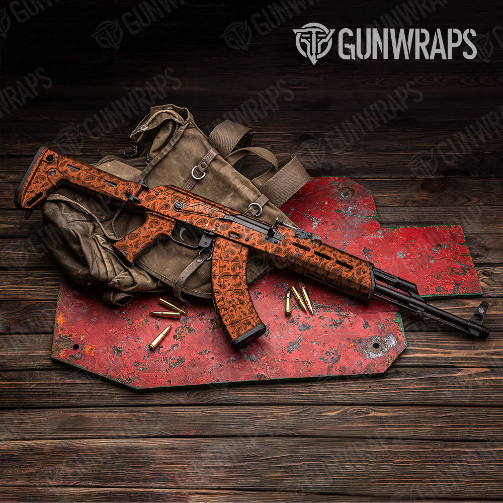 Bandana Orange Black AK 47 Gun Skin Vinyl Wrap