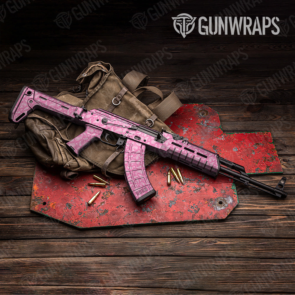 Bandana Pink White AK 47 Gun Skin Vinyl Wrap