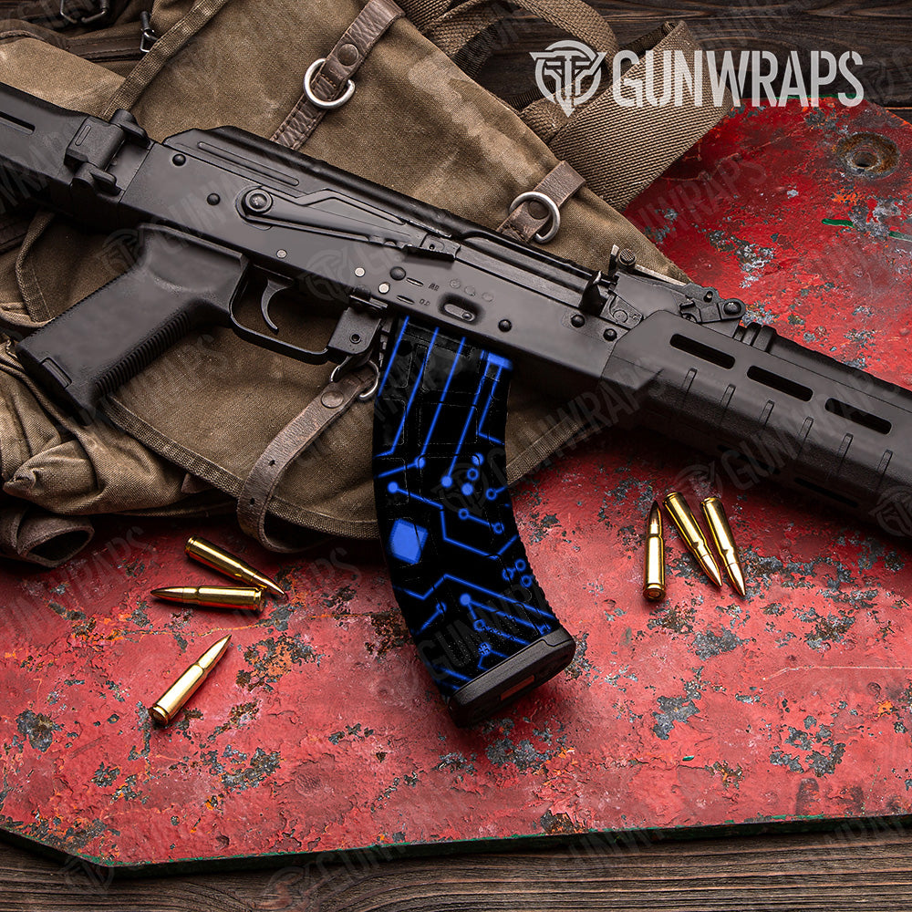 Circuit Board Blue AK 47 Mag Gun Skin Vinyl Wrap