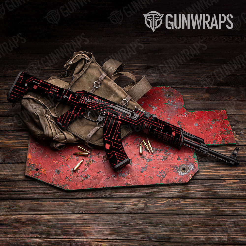 Circuit Board Red AK 47 Gun Skin Vinyl Wrap