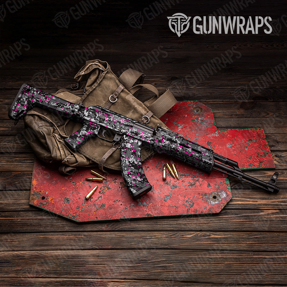 Digital Urban Magenta Camo AK 47 Gun Skin Vinyl Wrap