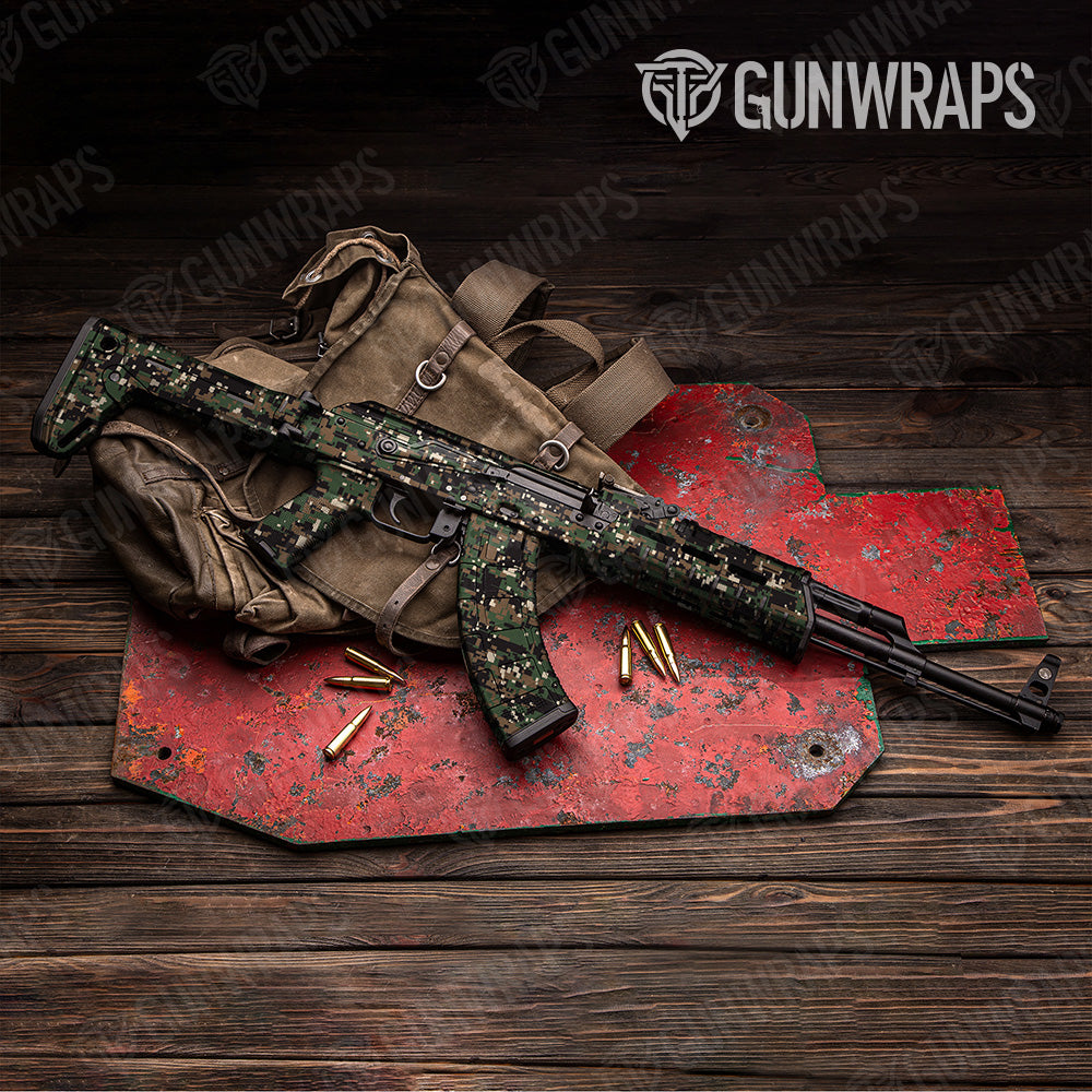 Digital Woodland Camo AK 47 Gun Skin Vinyl Wrap
