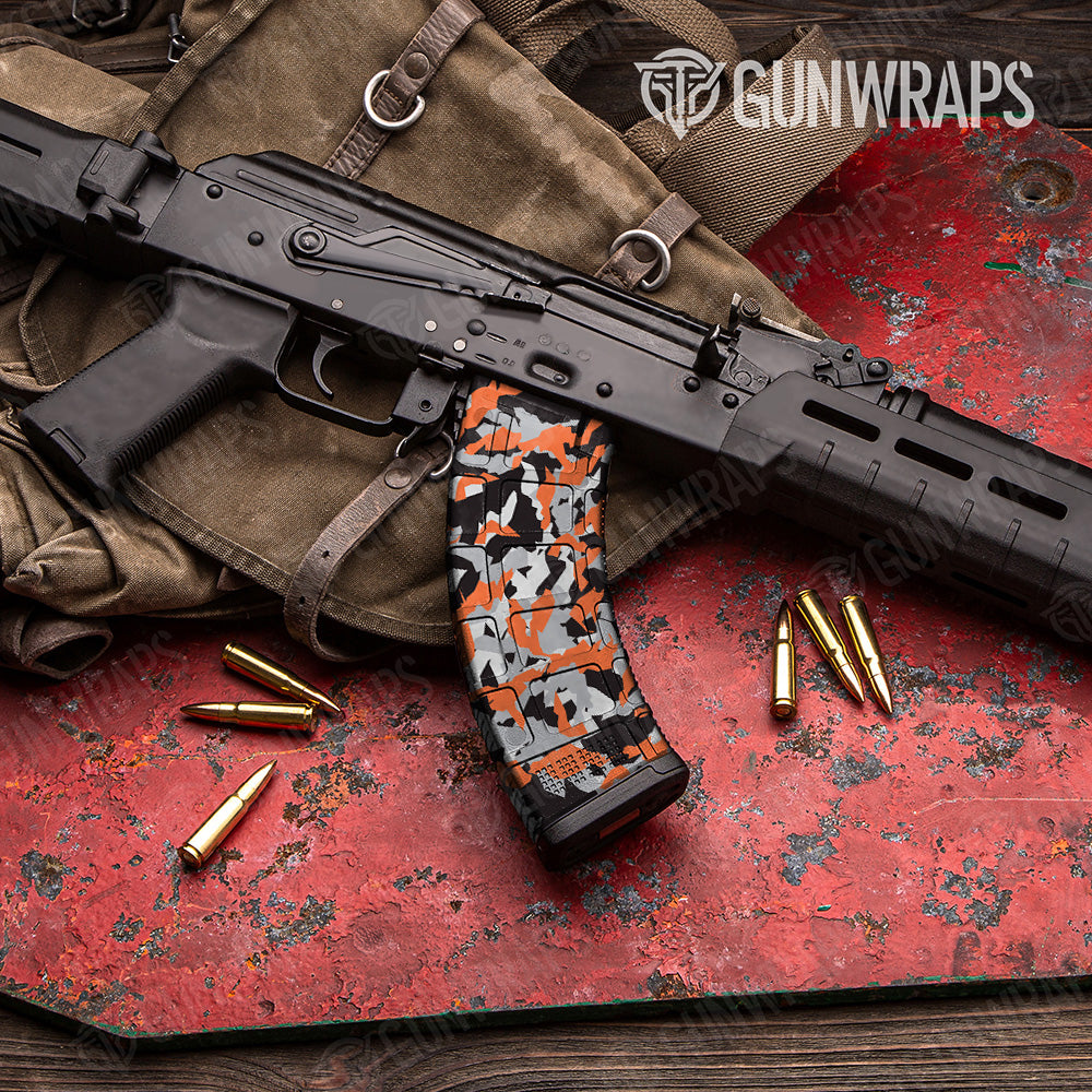 Erratic Orange Tiger Camo AK 47 Mag Gun Skin Vinyl Wrap