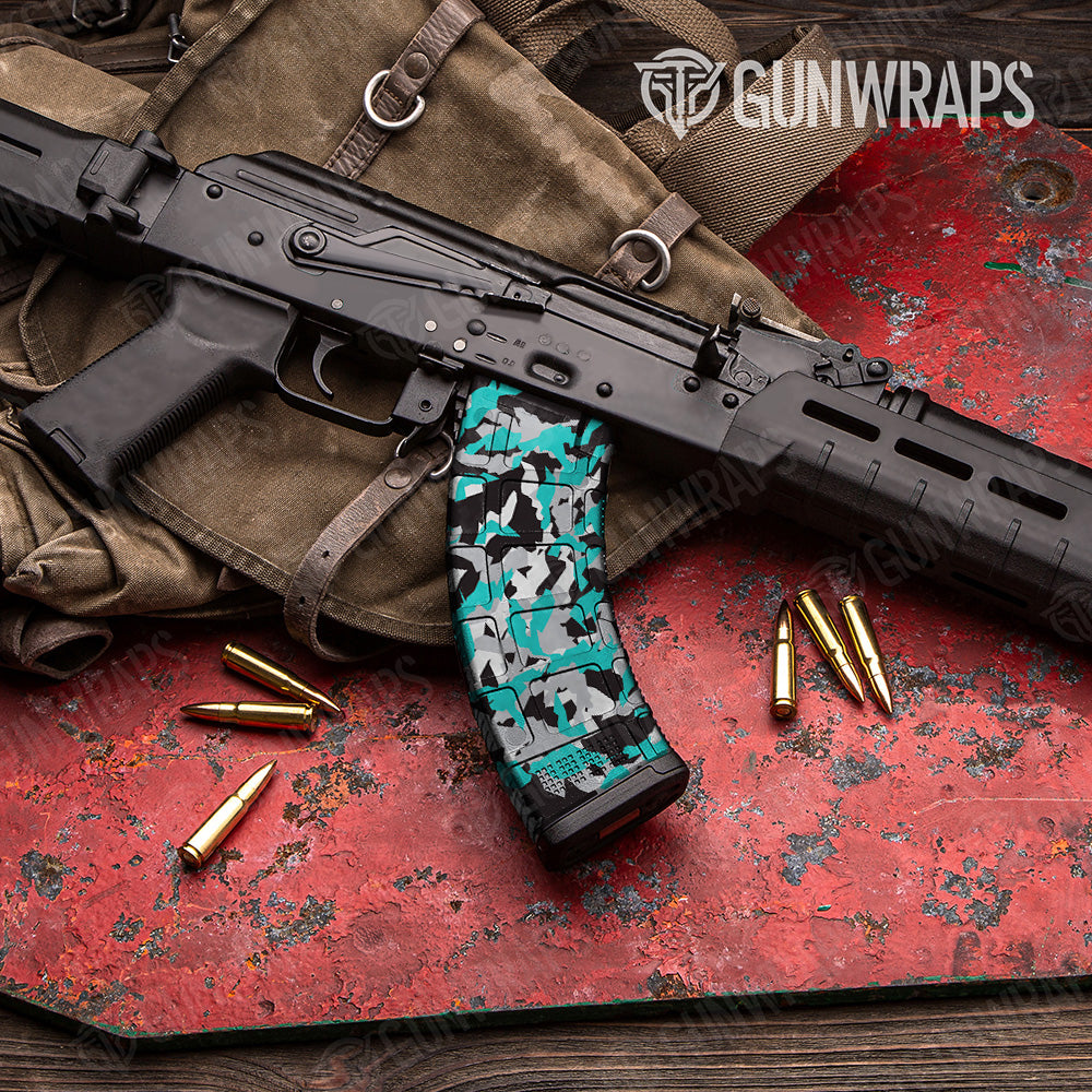 Erratic Tiffany Blue Tiger Camo AK 47 Mag Gun Skin Vinyl Wrap