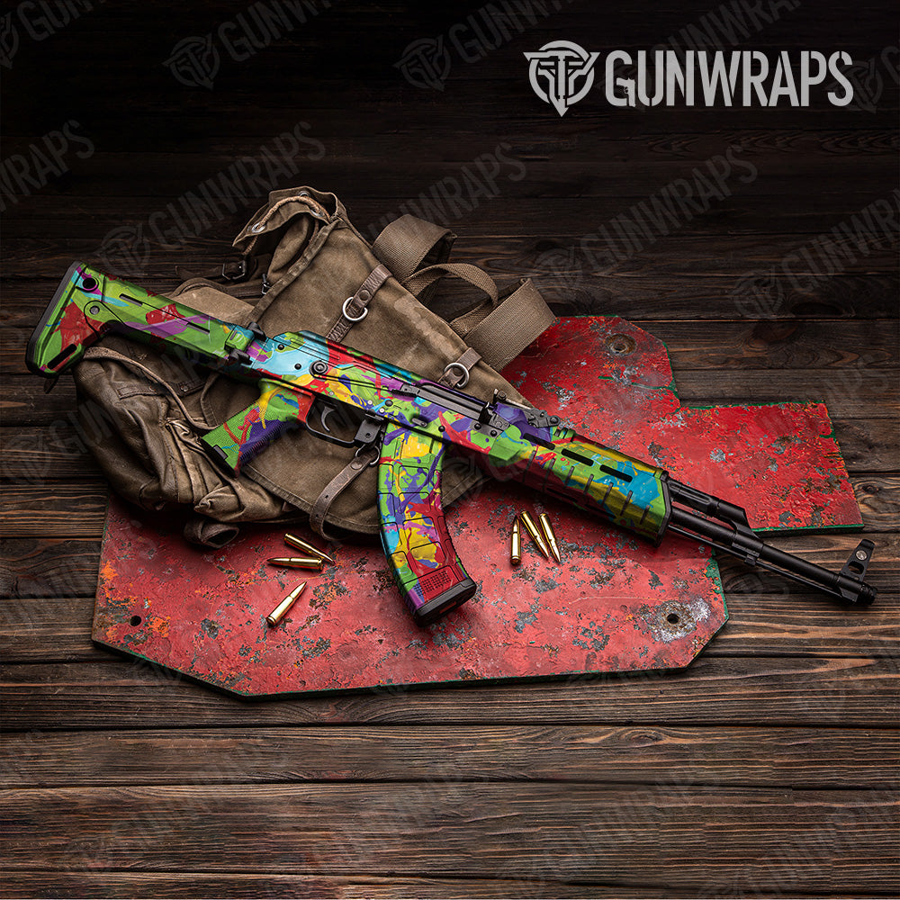 Paint Splatter Green AK 47 Gun Skin Vinyl Wrap