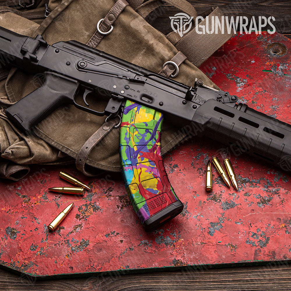 Paint Splatter Green AK 47 Mag Gun Skin Vinyl Wrap