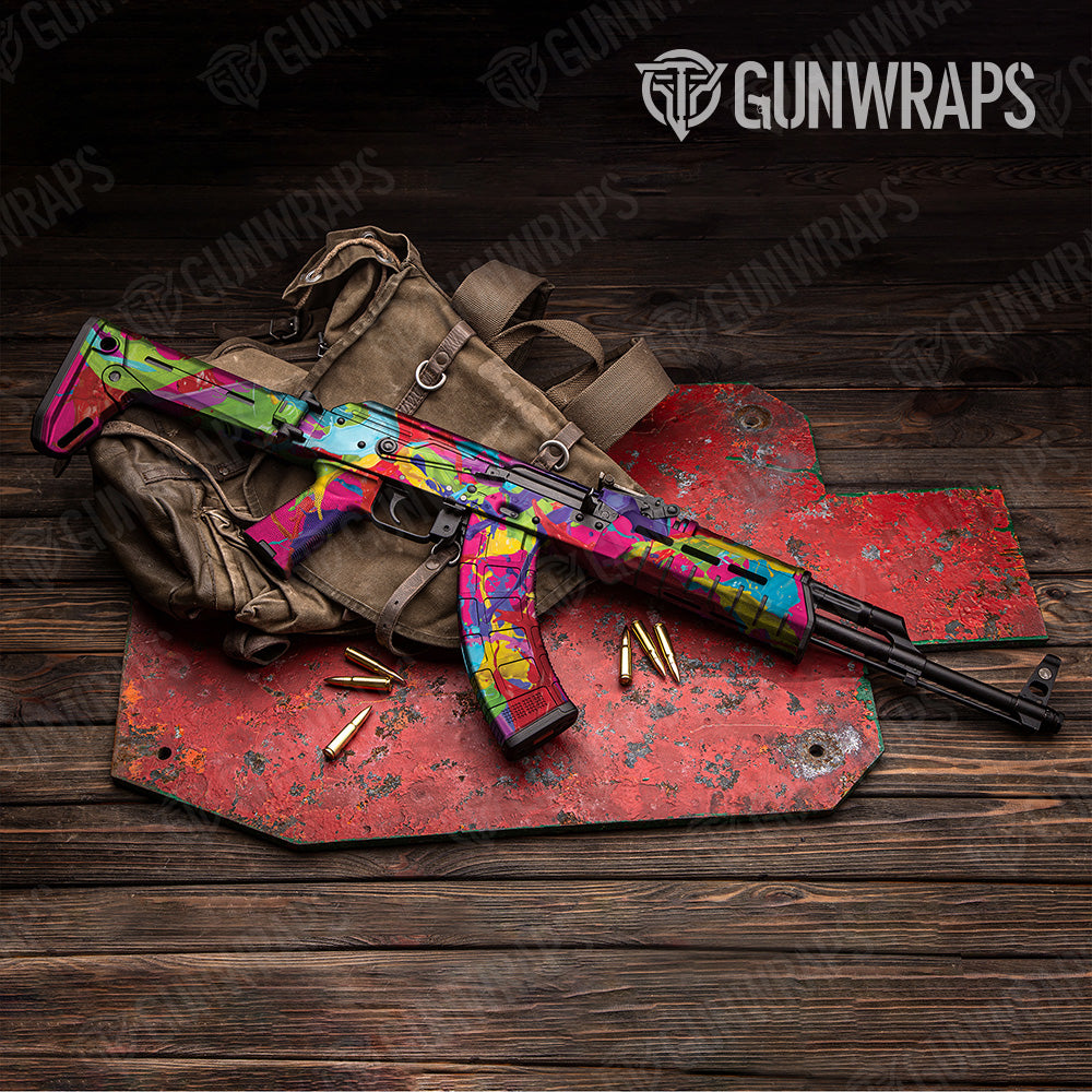 Paint Splatter Magenta AK 47 Gun Skin Vinyl Wrap