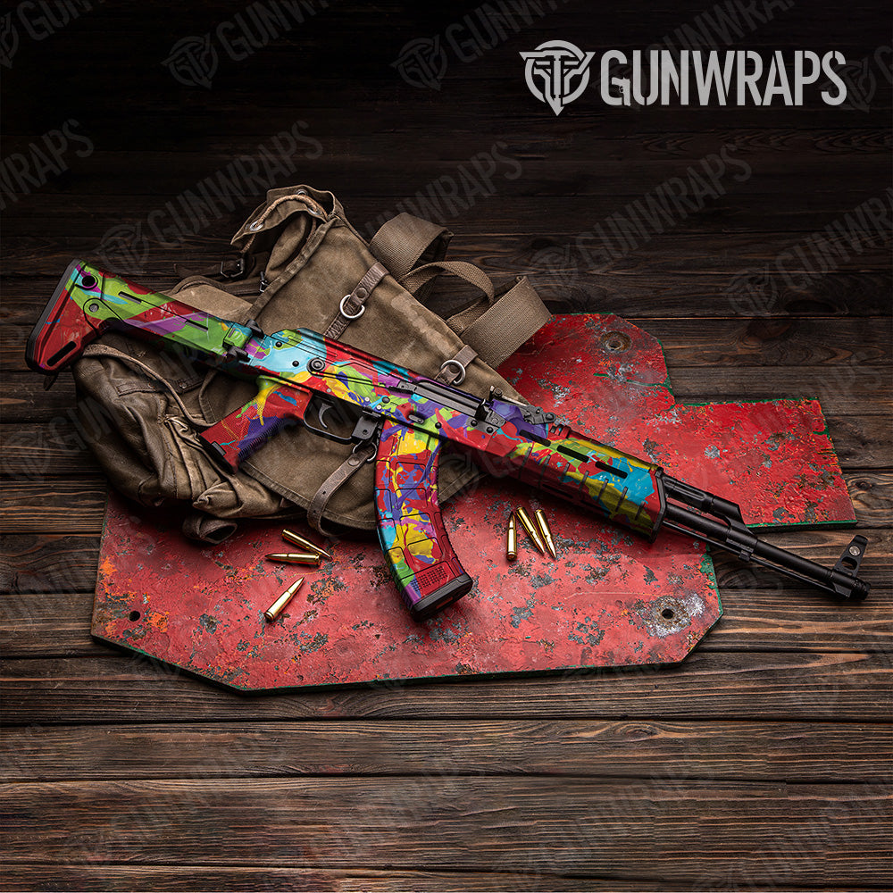 Paint Splatter Red AK 47 Gun Skin Vinyl Wrap