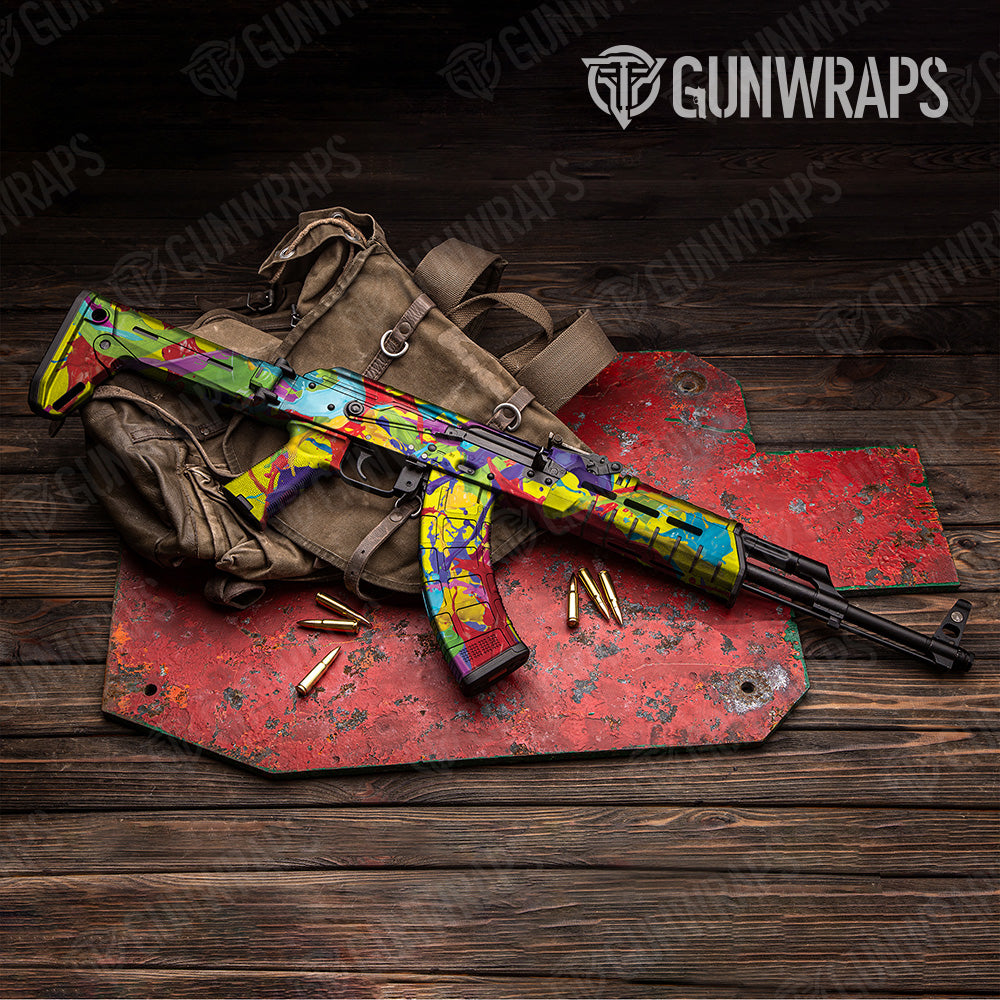 Paint Splatter Yellow AK 47 Gun Skin Vinyl Wrap