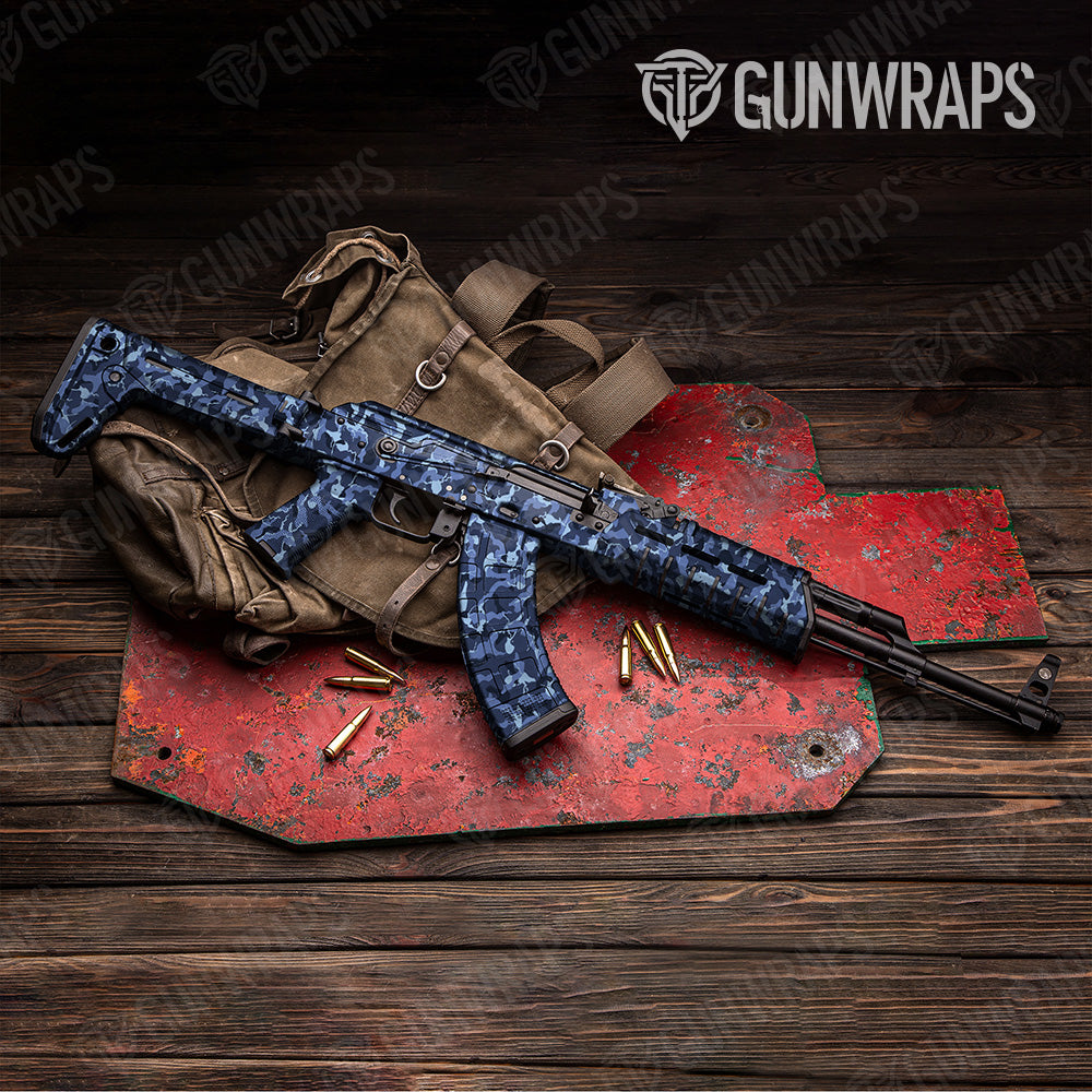 Ragged Blue Urban Night Camo AK 47 Gun Skin Vinyl Wrap