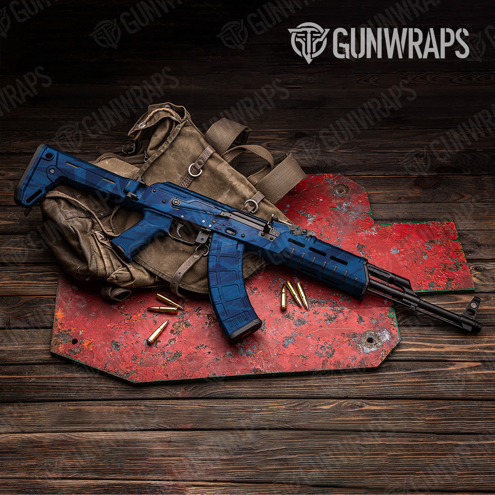 Sharp Elite Blue Camo AK 47 Gun Skin Vinyl Wrap